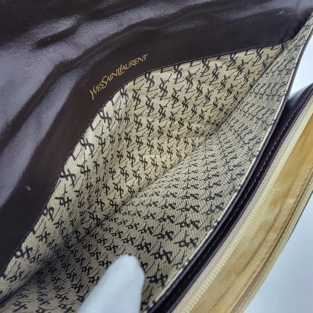 Vintage Yves Saint Laurent Chevron Quilted Leather Cutch Bag - Picture 6 of 10